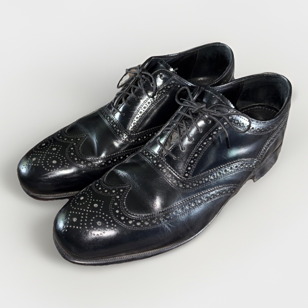 Florsheim Men's Size 11 D Black Leather Wingtip Brogue Oxford Dress Shoes